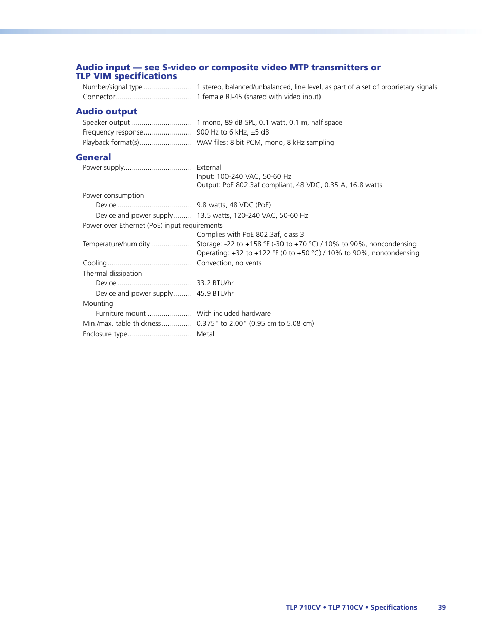 Extron Electronics TLP 710CV User Guide User Manual | Page 45 / 50