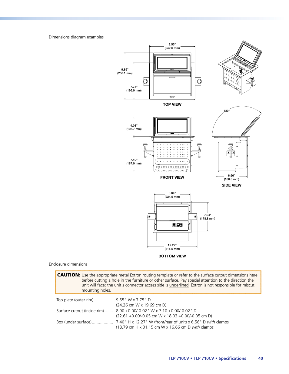 Caution | Extron Electronics TLP 710CV User Guide User Manual | Page 46 / 50