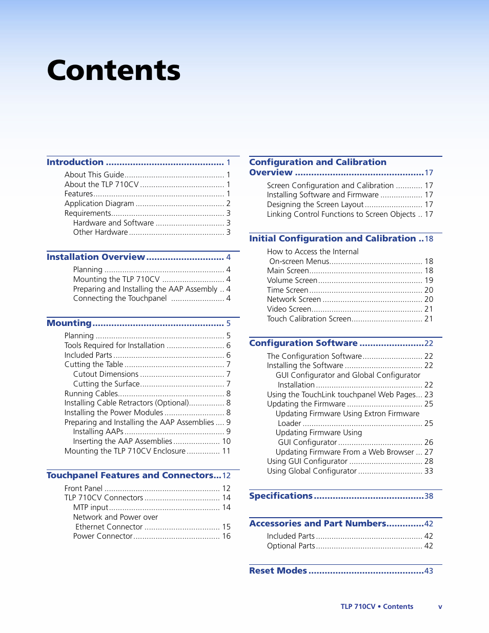 Extron Electronics TLP 710CV User Guide User Manual | Page 5 / 50