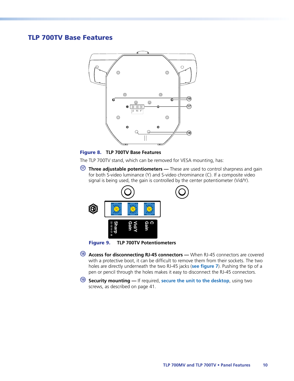 Tlp 700tv base features | Extron Electronics TLP 700TV User Guide User Manual | Page 16 / 58
