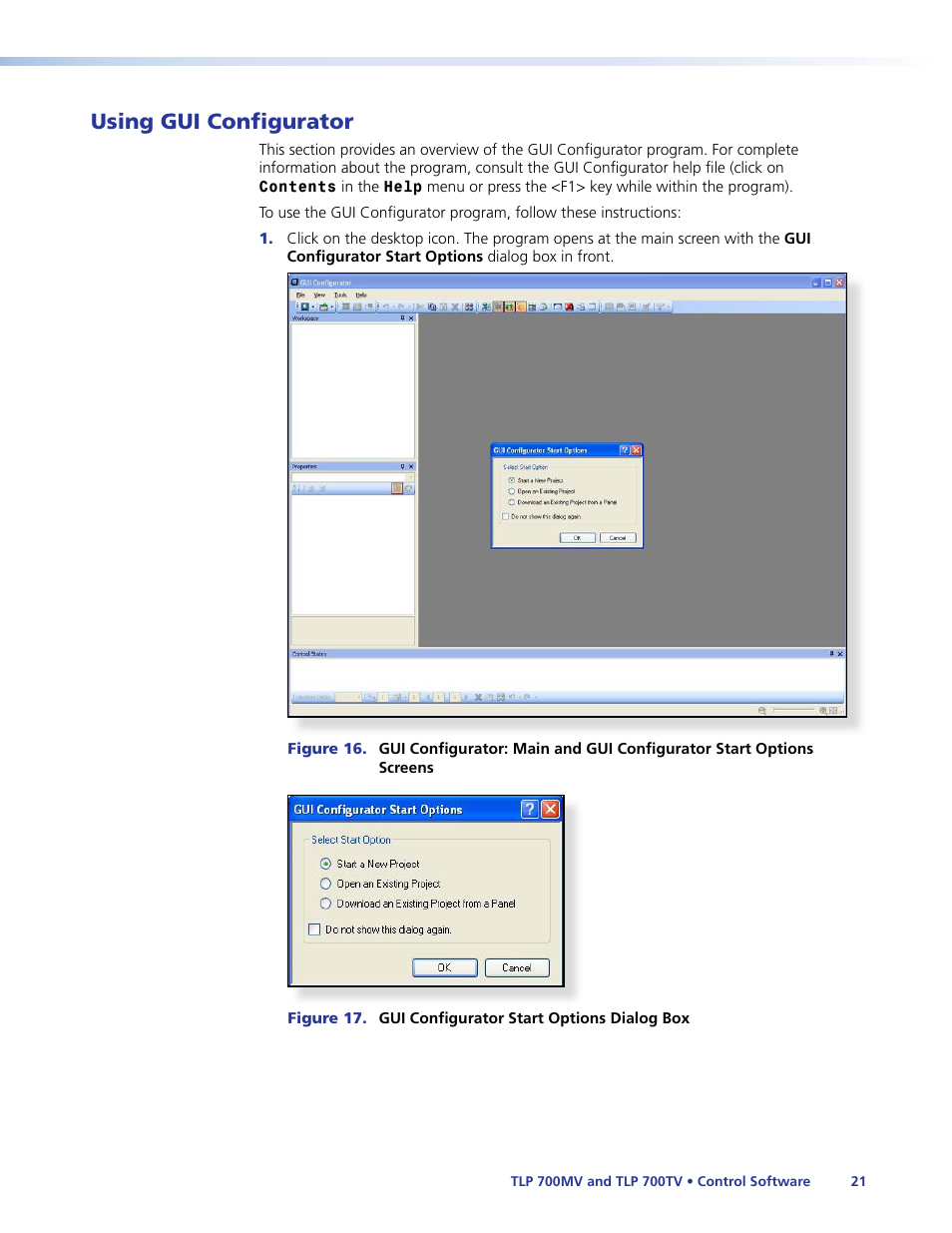 Using gui configurator, Extron gui configurator software, To display | Extron Electronics TLP 700TV User Guide User Manual | Page 27 / 58