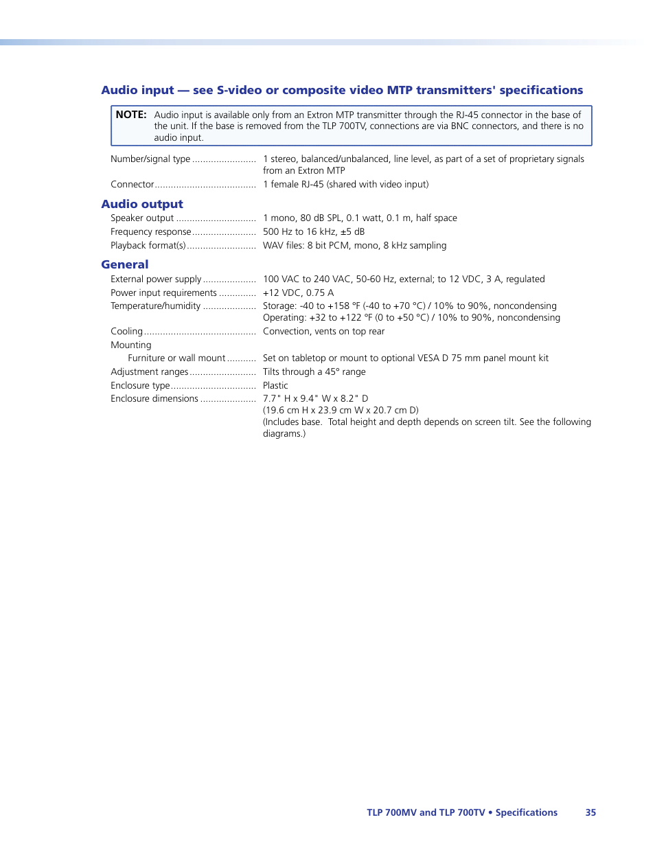 Extron Electronics TLP 700TV User Guide User Manual | Page 41 / 58