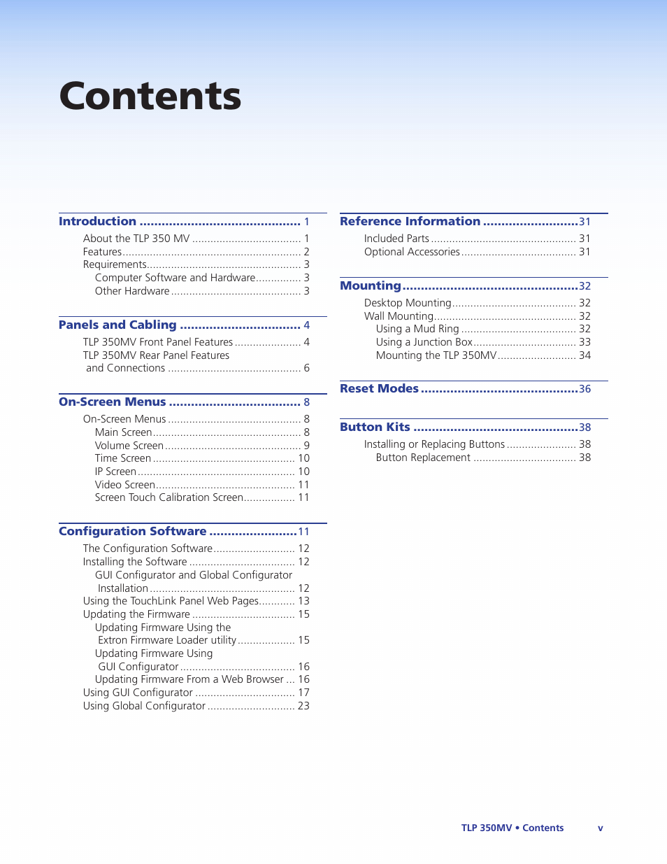 Extron Electronics TLP 350MV User Guide User Manual | Page 5 / 48