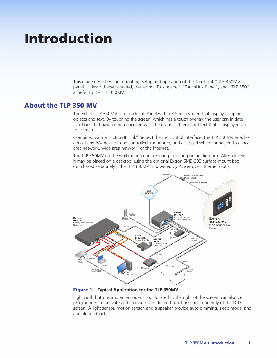 Introduction, About the tlp 350 mv | Extron Electronics TLP 350MV User Guide User Manual | Page 7 / 48