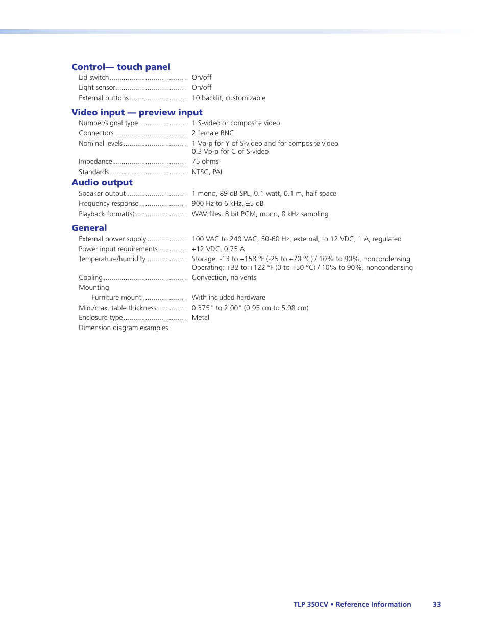 Extron Electronics TLP 350CV Installation User Manual | Page 39 / 51