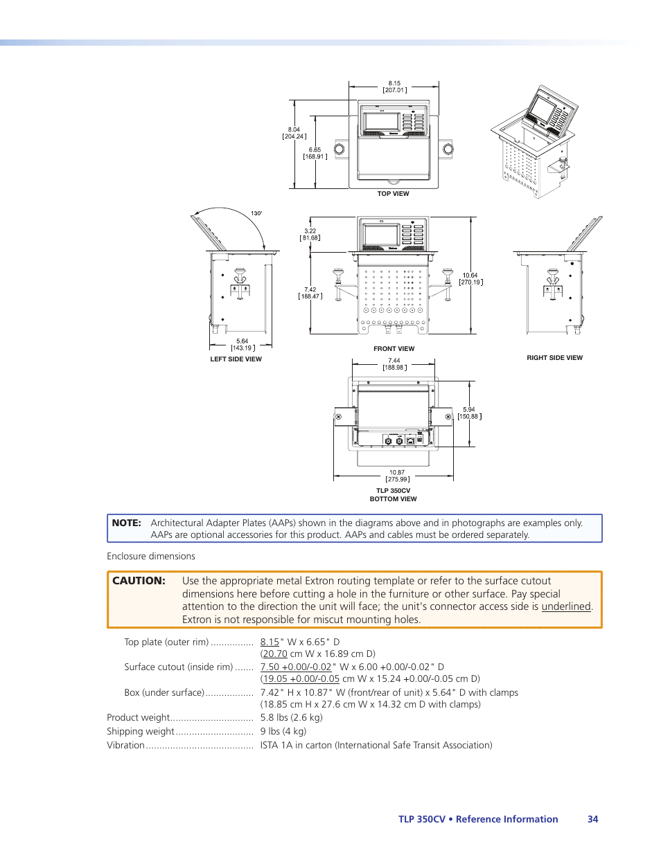 Extron Electronics TLP 350CV Installation User Manual | Page 40 / 51