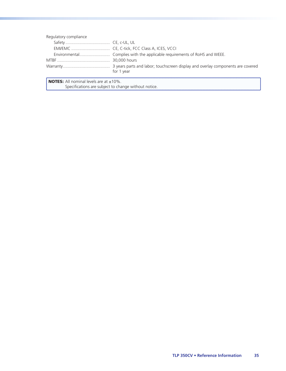 Extron Electronics TLP 350CV Installation User Manual | Page 41 / 51