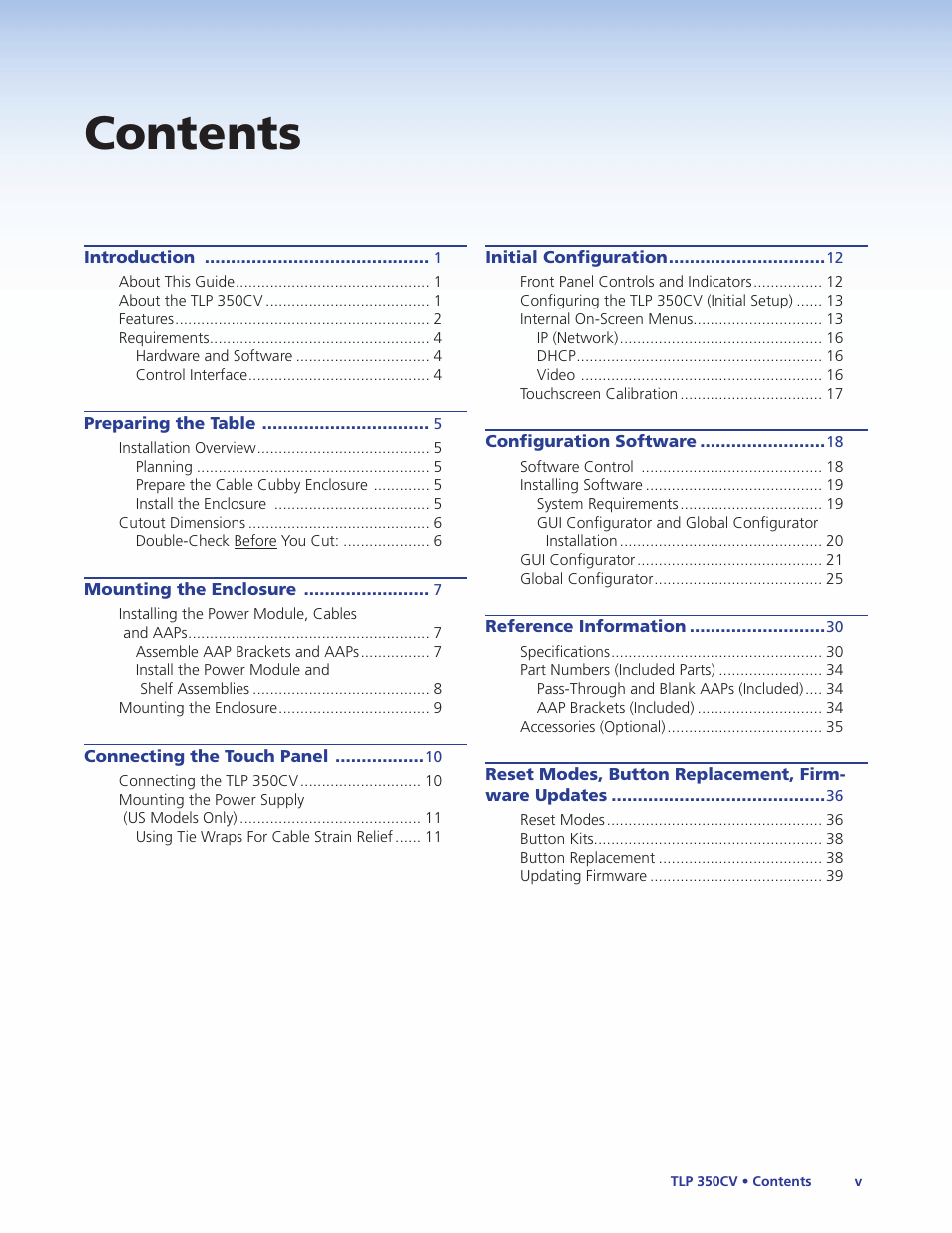 Extron Electronics TLP 350CV Installation User Manual | Page 5 / 51
