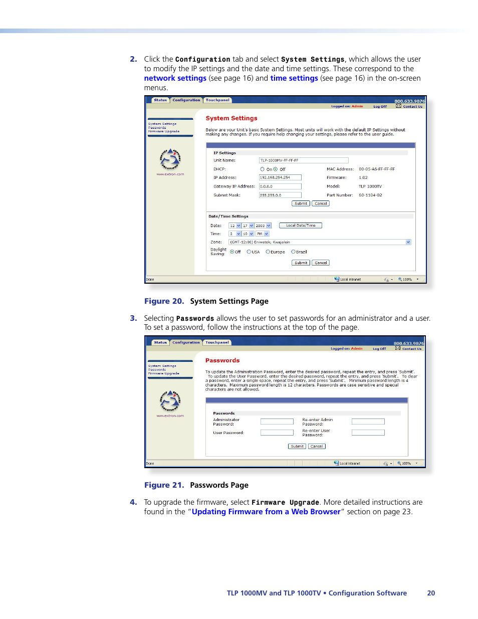 Extron Electronics TLP 1000TV User Guide User Manual | Page 26 / 54