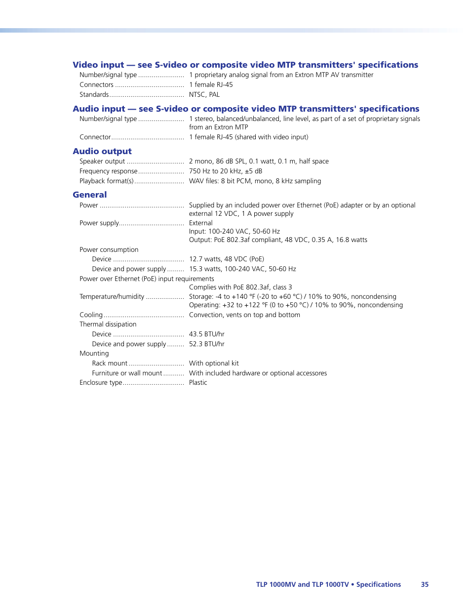Extron Electronics TLP 1000TV User Guide User Manual | Page 41 / 54