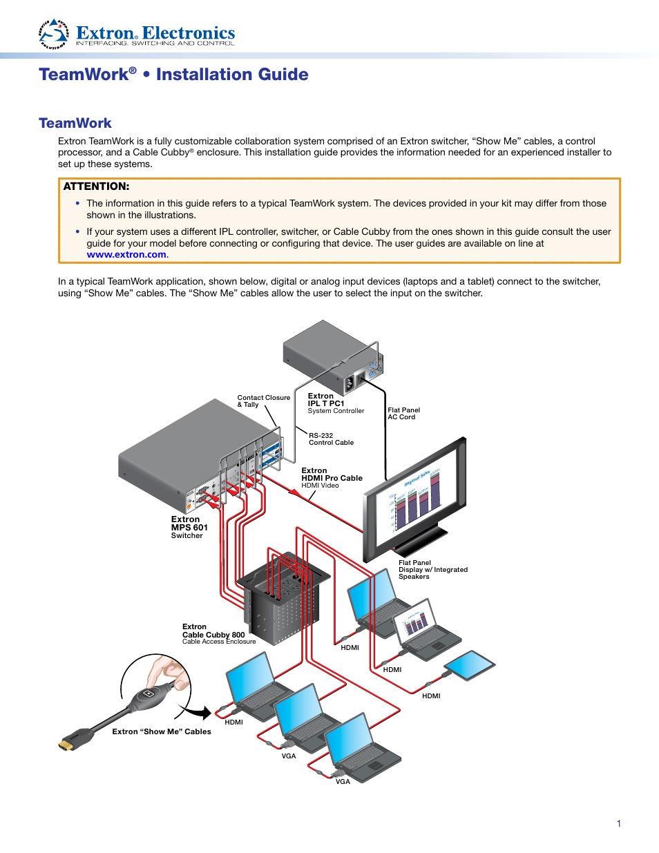Extron Electronics TeamWork Installation User Manual | 8 pages