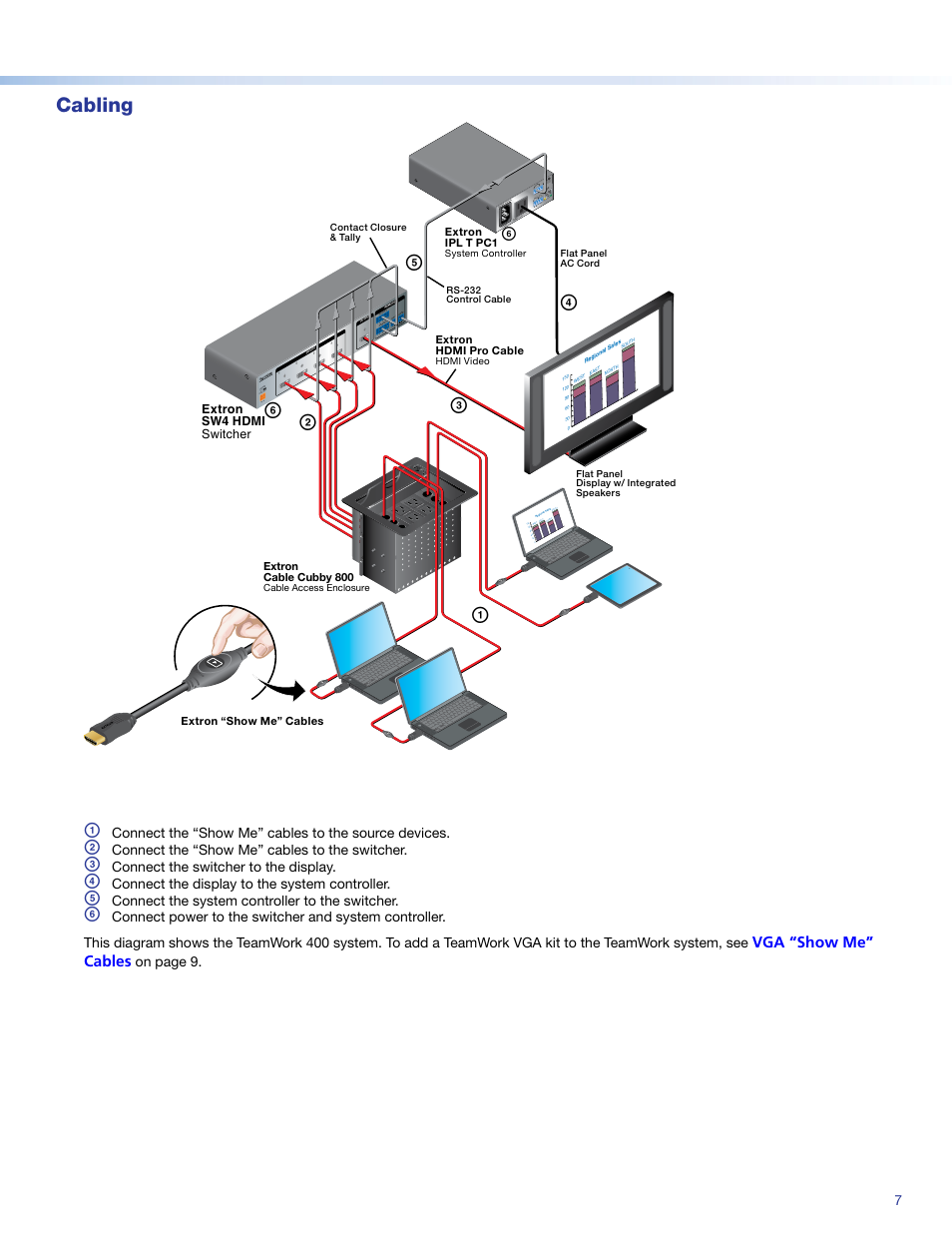 Cabling | Extron Electronics TeamWork Kits Installation User Manual | Page 7 / 12