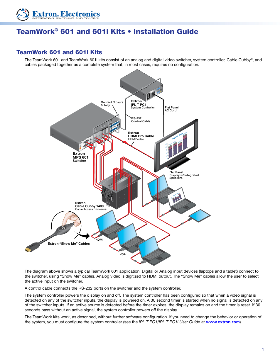 Extron Electronics TeamWork 601i Kits Installation User Manual | 10 pages