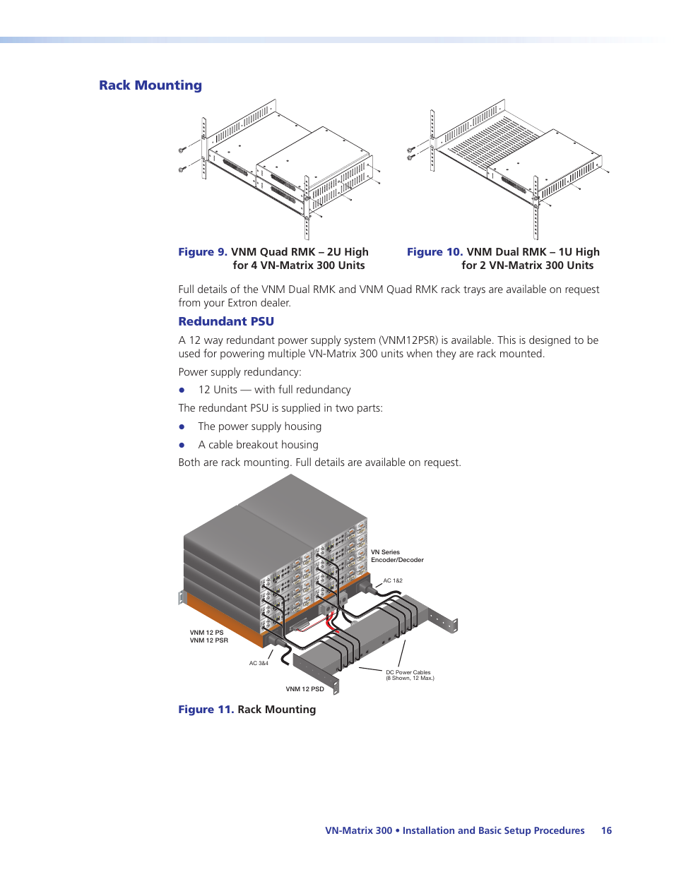 Rack mounting, Setup procedure | Extron Electronics VN-Matrix 300 User Guide User Manual | Page 22 / 77