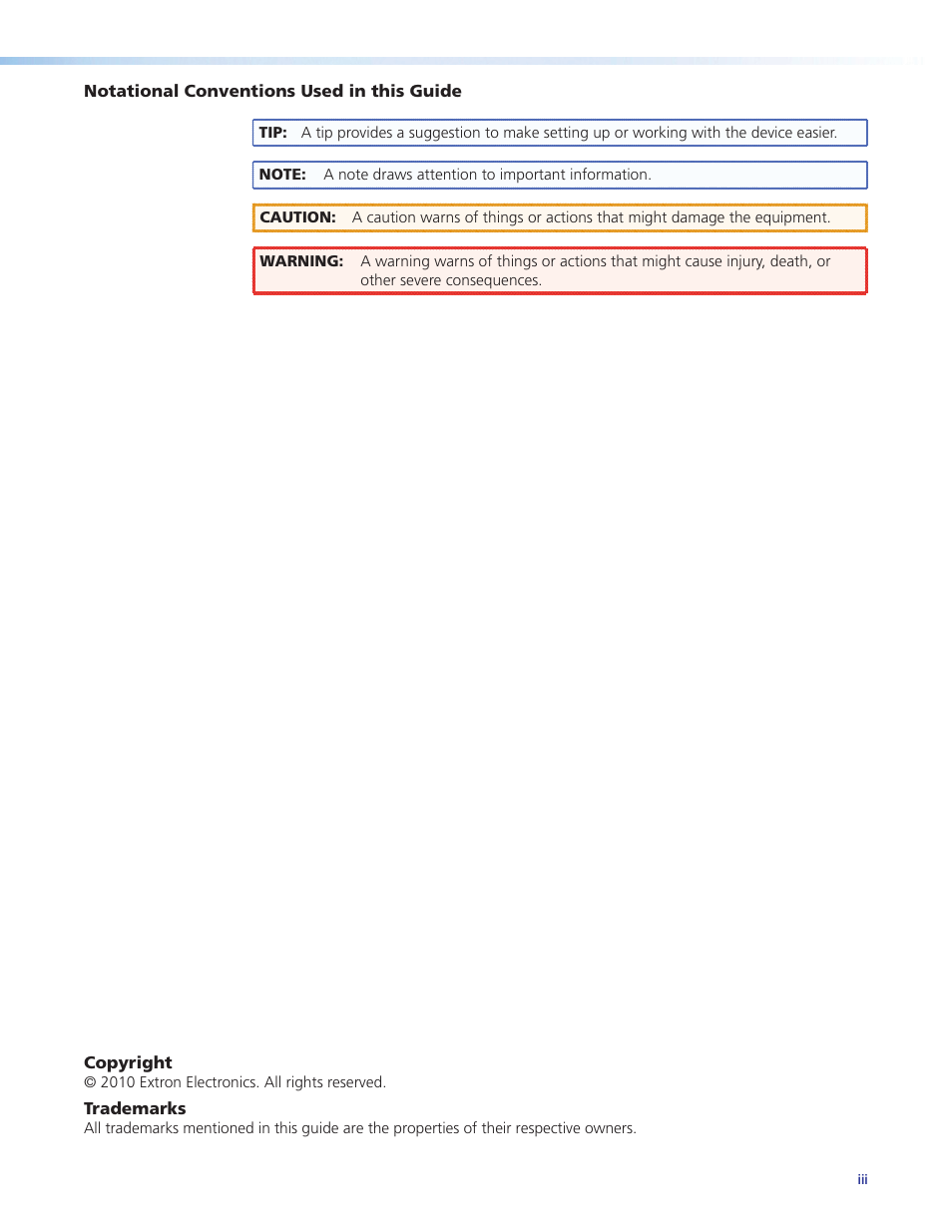 Fcc, copyright, and trademark information | Extron Electronics VN-Matrix 300 User Guide User Manual | Page 3 / 77
