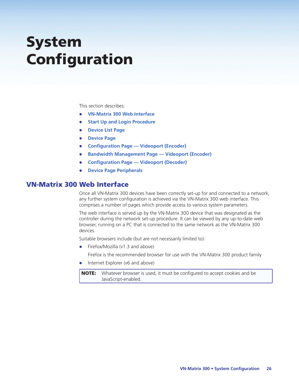 System configuration, Vn-matrix 300 web interface | Extron Electronics VN-Matrix 300 User Guide User Manual | Page 32 / 77