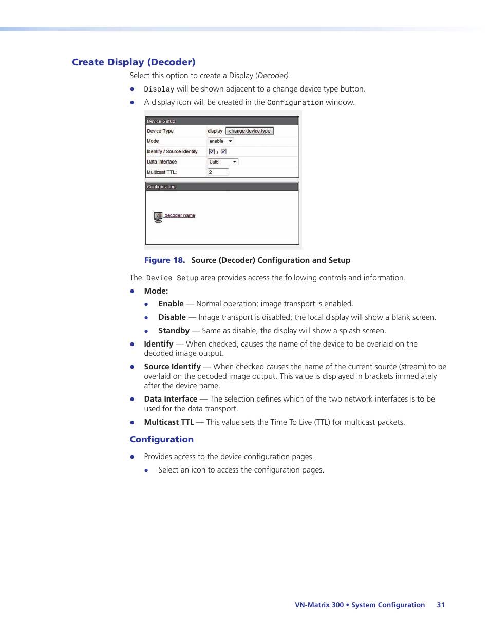 Create display (decoder), Configuration | Extron Electronics VN-Matrix 300 User Guide User Manual | Page 37 / 77
