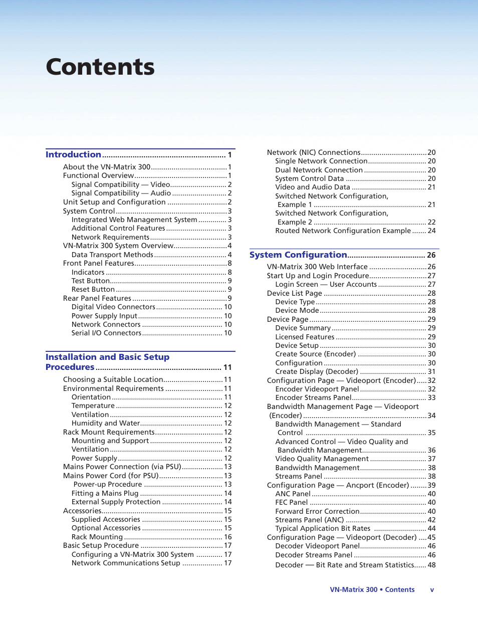 Extron Electronics VN-Matrix 300 User Guide User Manual | Page 5 / 77