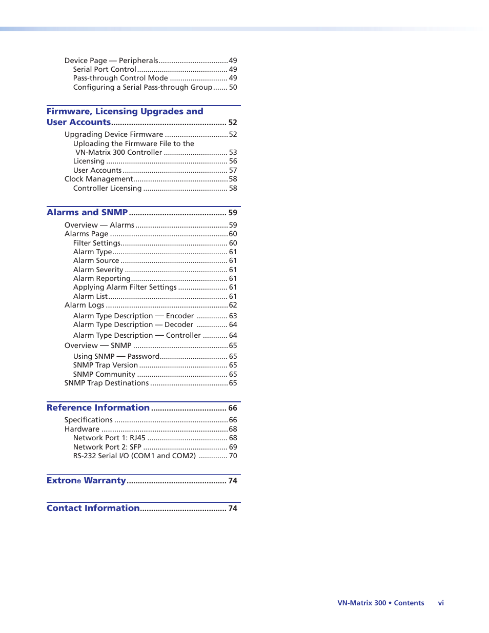 Extron Electronics VN-Matrix 300 User Guide User Manual | Page 6 / 77