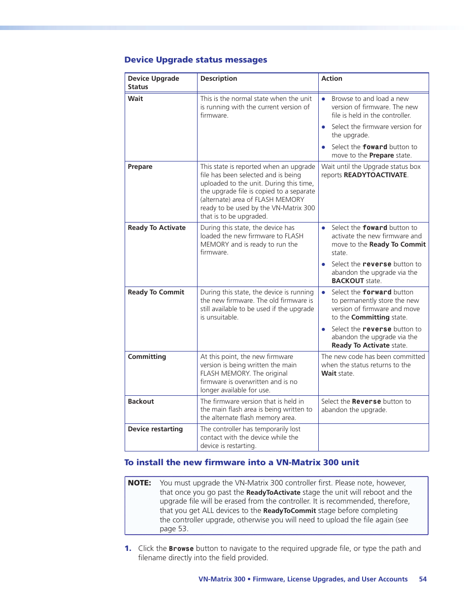 Device upgrade status messages | Extron Electronics VN-Matrix 300 User Guide User Manual | Page 60 / 77