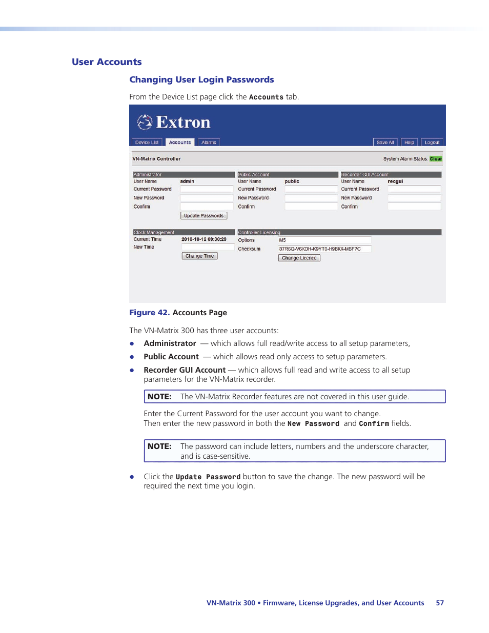 User accounts | Extron Electronics VN-Matrix 300 User Guide User Manual | Page 63 / 77