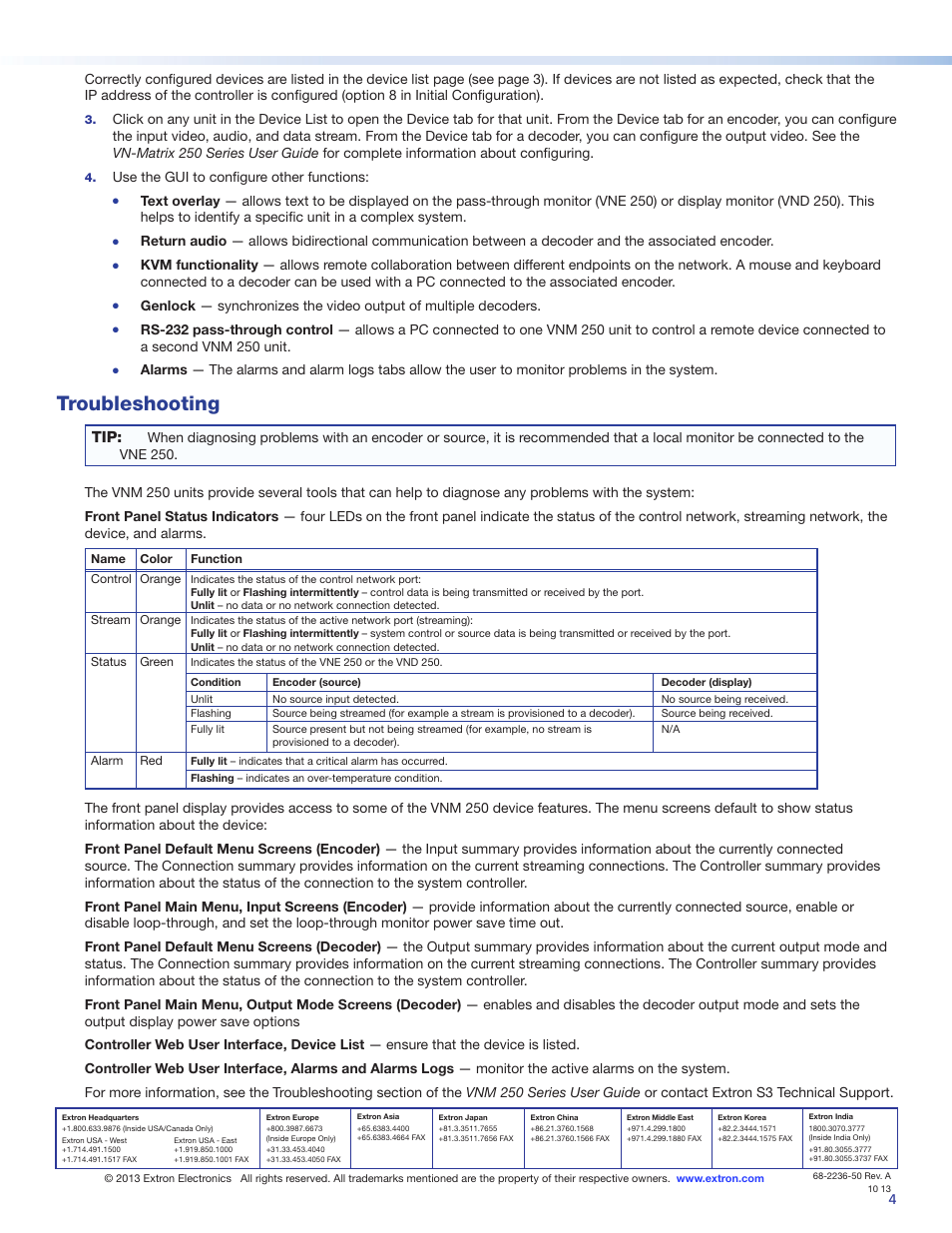Troubleshooting, Use the gui to configure other functions | Extron Electronics VN-Matrix 250 Setup Guide User Manual | Page 4 / 4