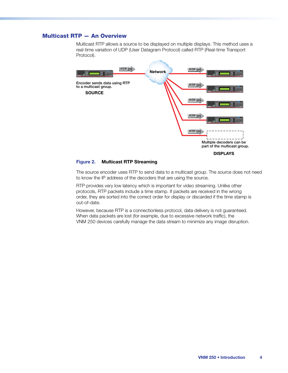 Multicast rtp — an overview, Multicast real-time transport protocol (rtp) | Extron Electronics VN-Matrix 250 User Guide User Manual | Page 10 / 137