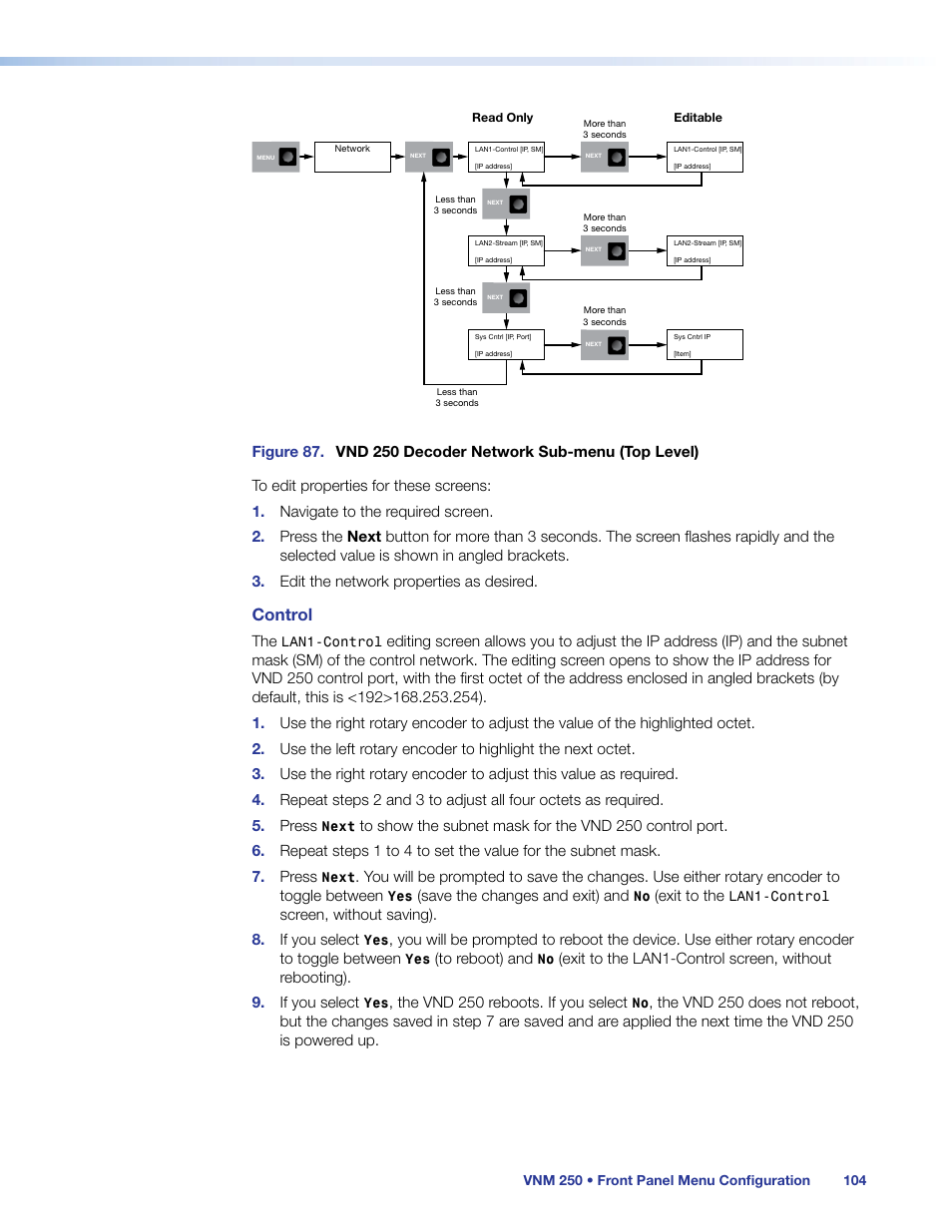 Control | Extron Electronics VN-Matrix 250 User Guide User Manual | Page 110 / 137