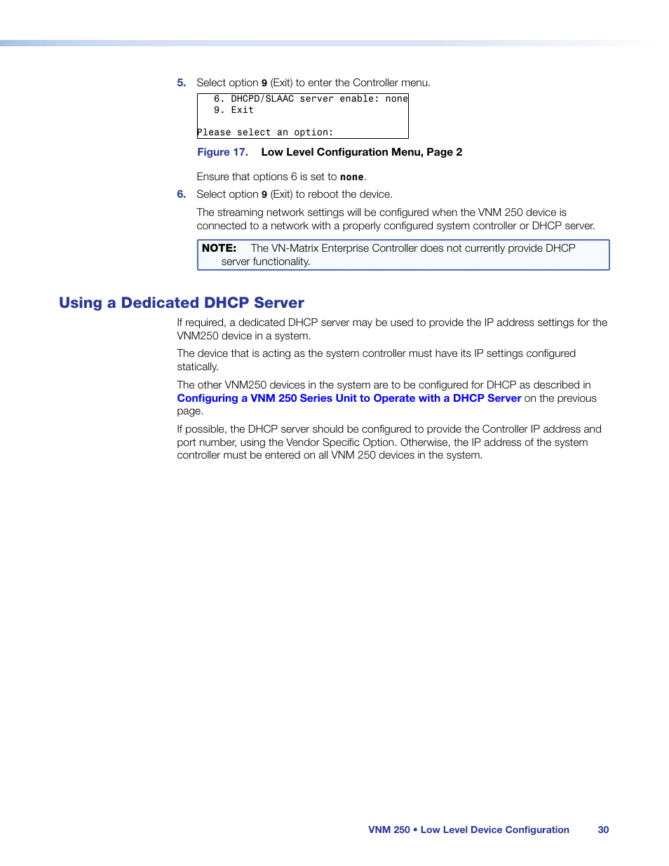 Using a dedicated dhcp server | Extron Electronics VN-Matrix 250 User Guide User Manual | Page 36 / 137