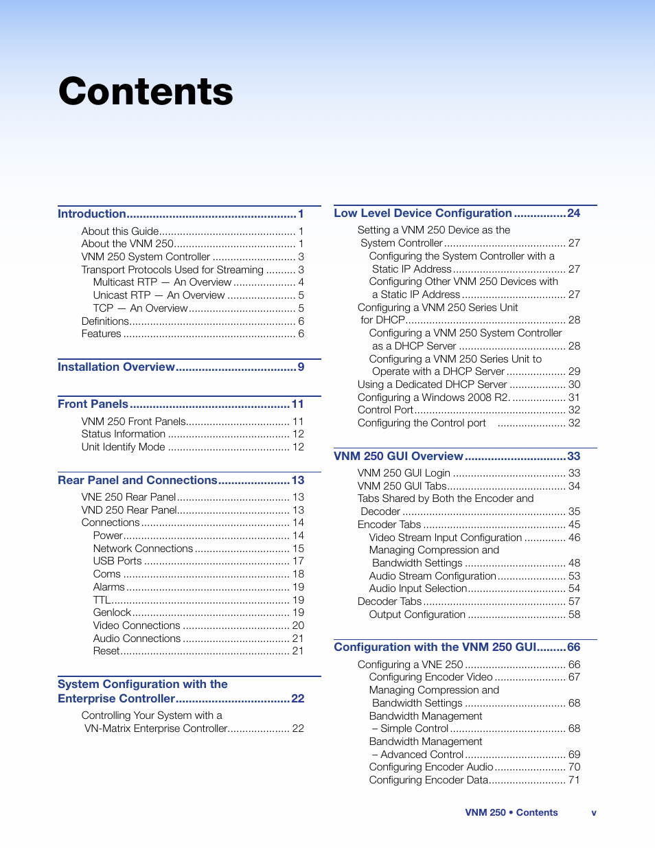 Extron Electronics VN-Matrix 250 User Guide User Manual | Page 5 / 137