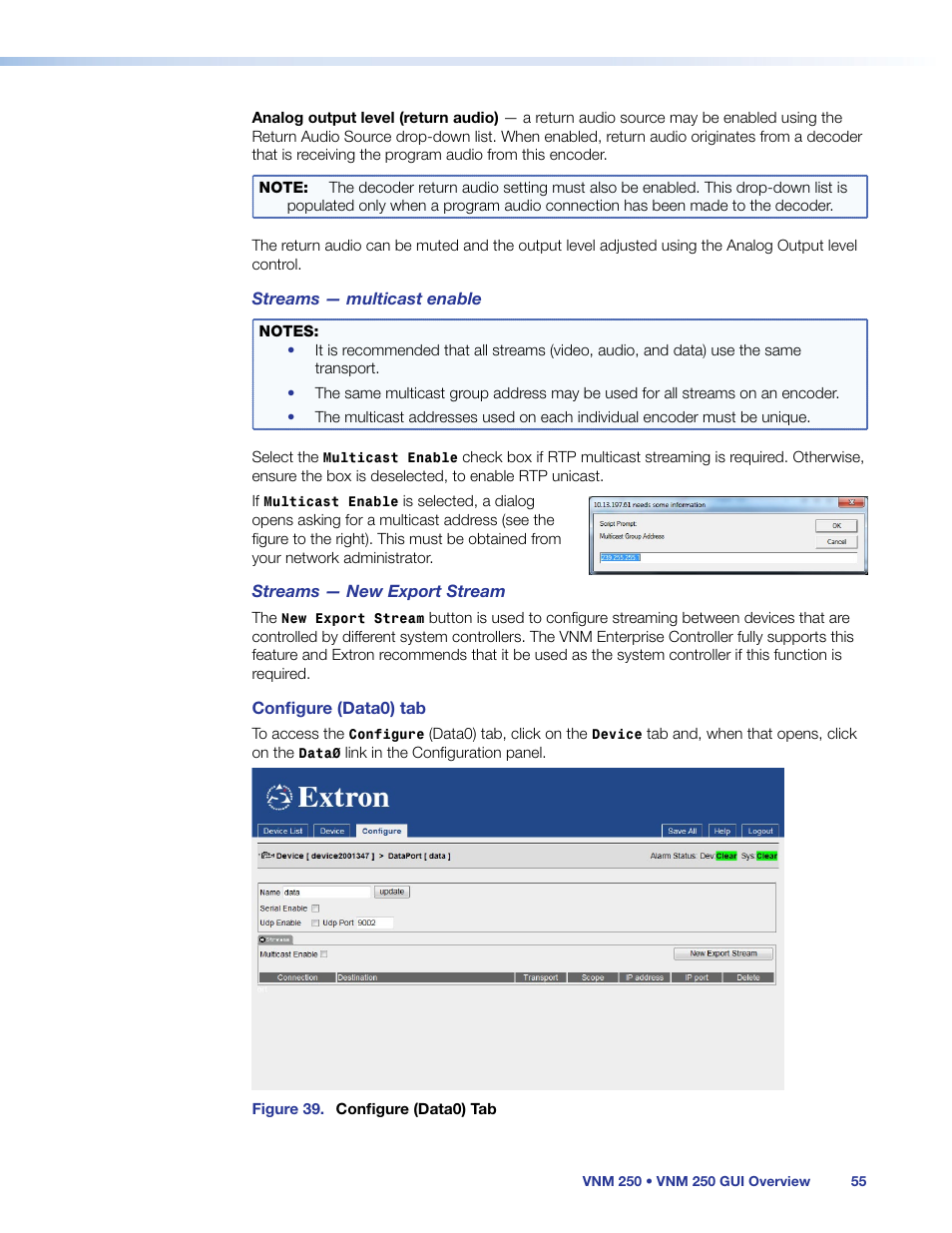 Configure | Extron Electronics VN-Matrix 250 User Guide User Manual | Page 61 / 137