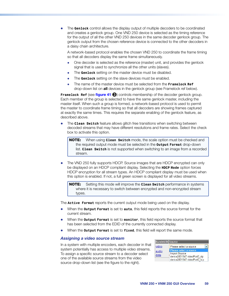 Genlock, Genlock check box | Extron Electronics VN-Matrix 250 User Guide User Manual | Page 65 / 137