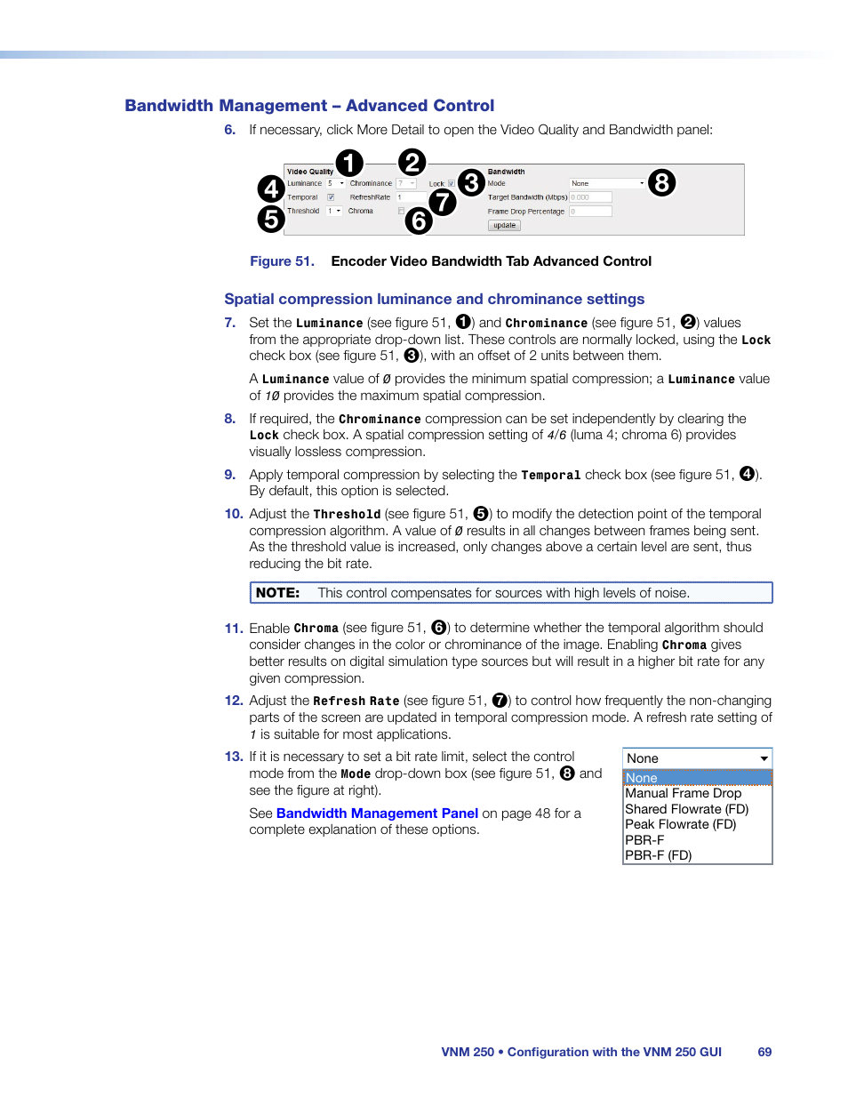Bandwidth management – advanced control, Bandwidth management, Advanced control | Extron Electronics VN-Matrix 250 User Guide User Manual | Page 75 / 137