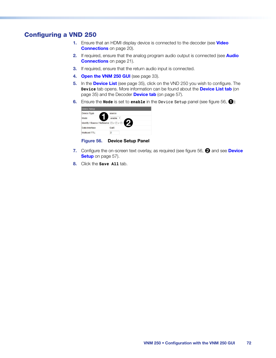 Configuring a vnd 250 | Extron Electronics VN-Matrix 250 User Guide User Manual | Page 78 / 137