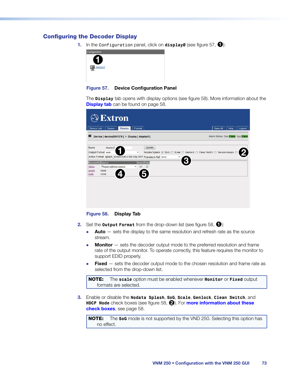Configuring the decoder display | Extron Electronics VN-Matrix 250 User Guide User Manual | Page 79 / 137