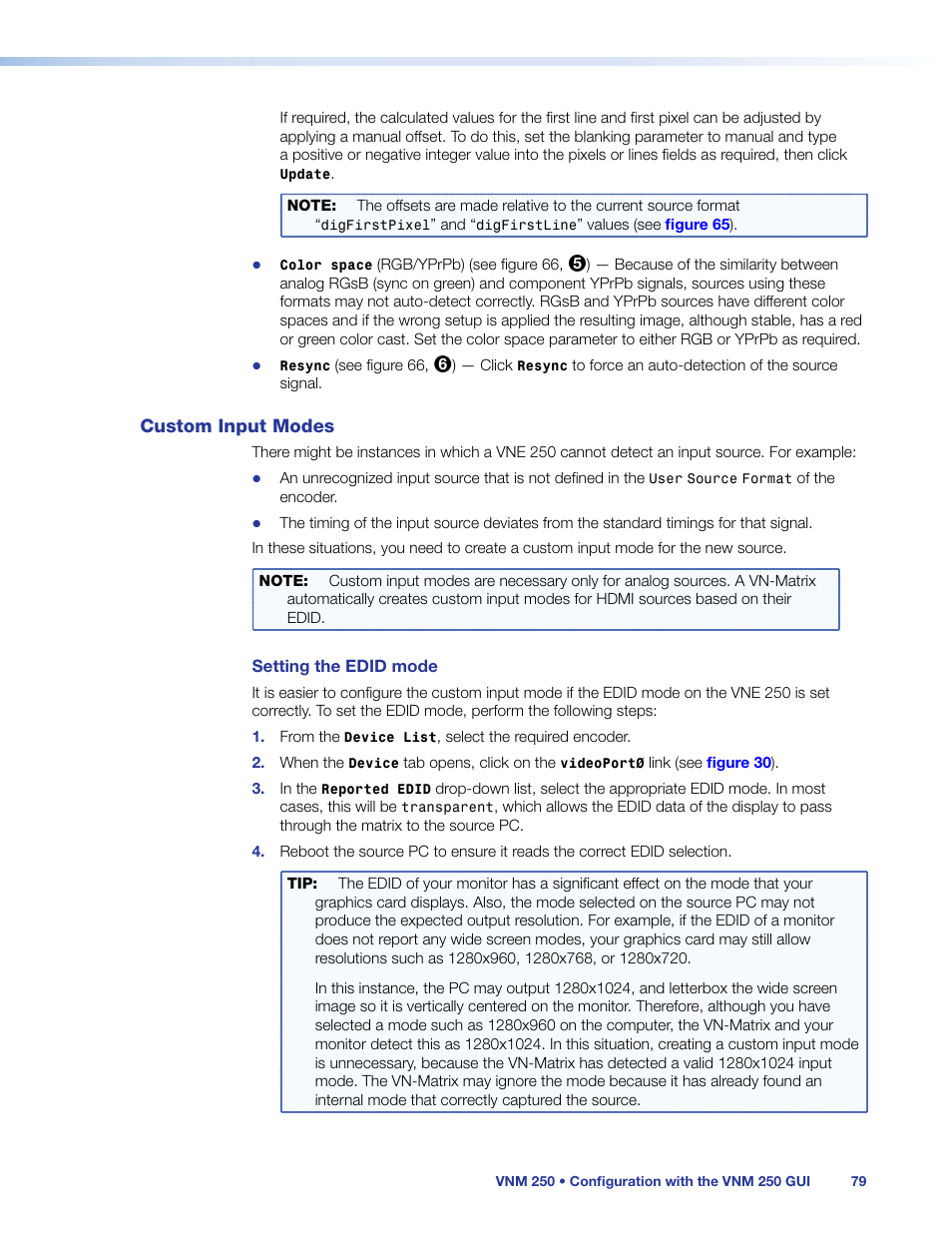 Custom input modes | Extron Electronics VN-Matrix 250 User Guide User Manual | Page 85 / 137