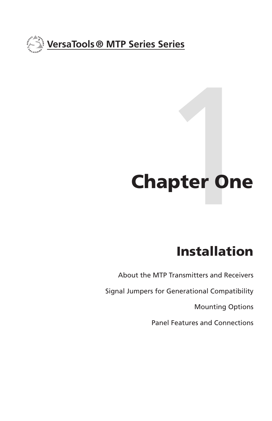 Chapter one, Installation, Chapter one • installation | Extron Electronics VersaTools MTP Series Setup Guide User Manual | Page 7 / 24