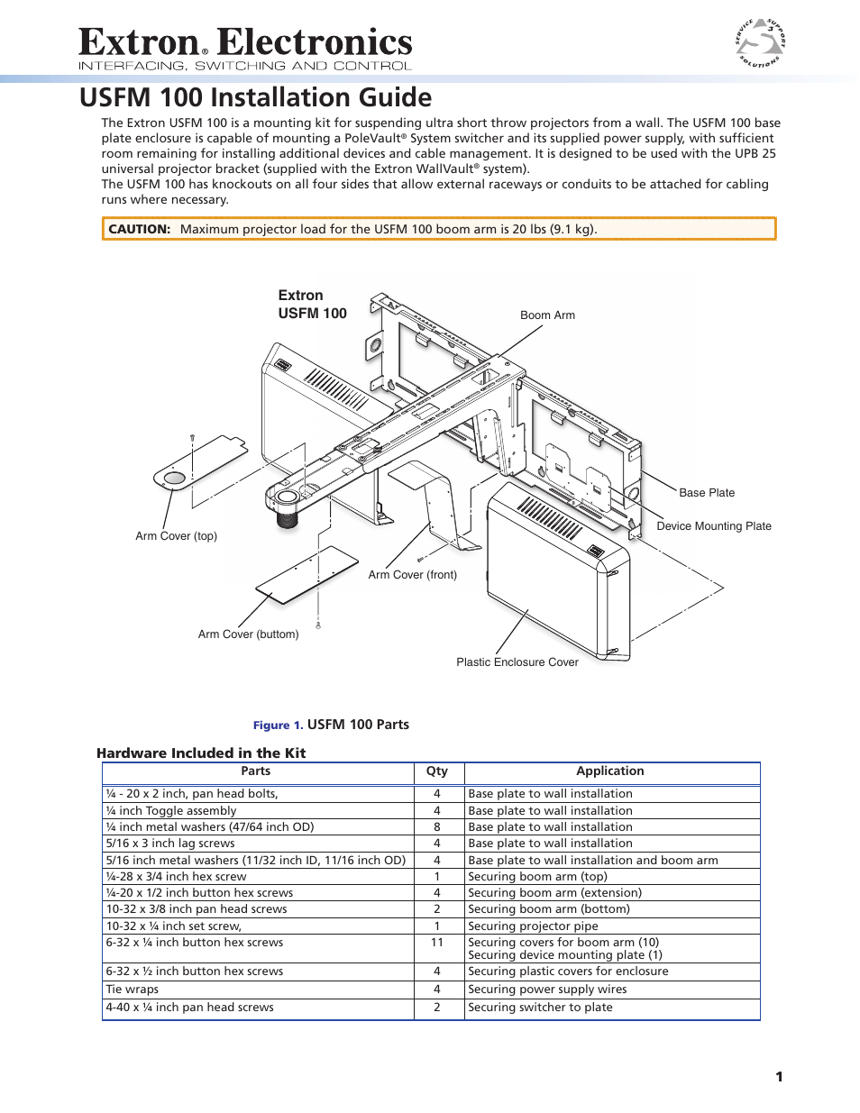 Extron Electronics USFM 100 Installation User Manual | 8 pages