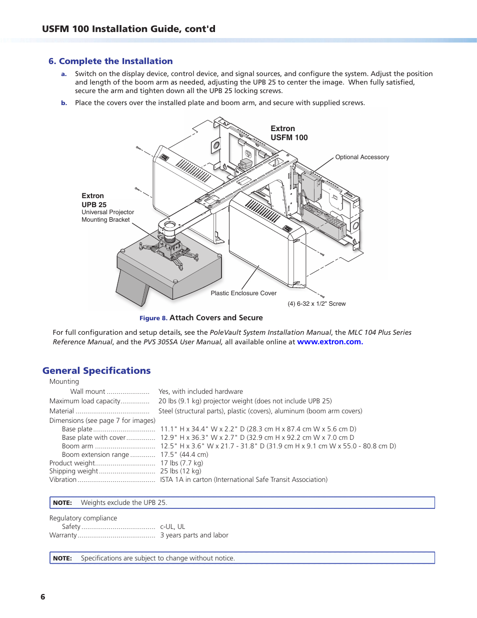 Extron Electronics USFM 100 Installation User Manual | Page 6 / 8