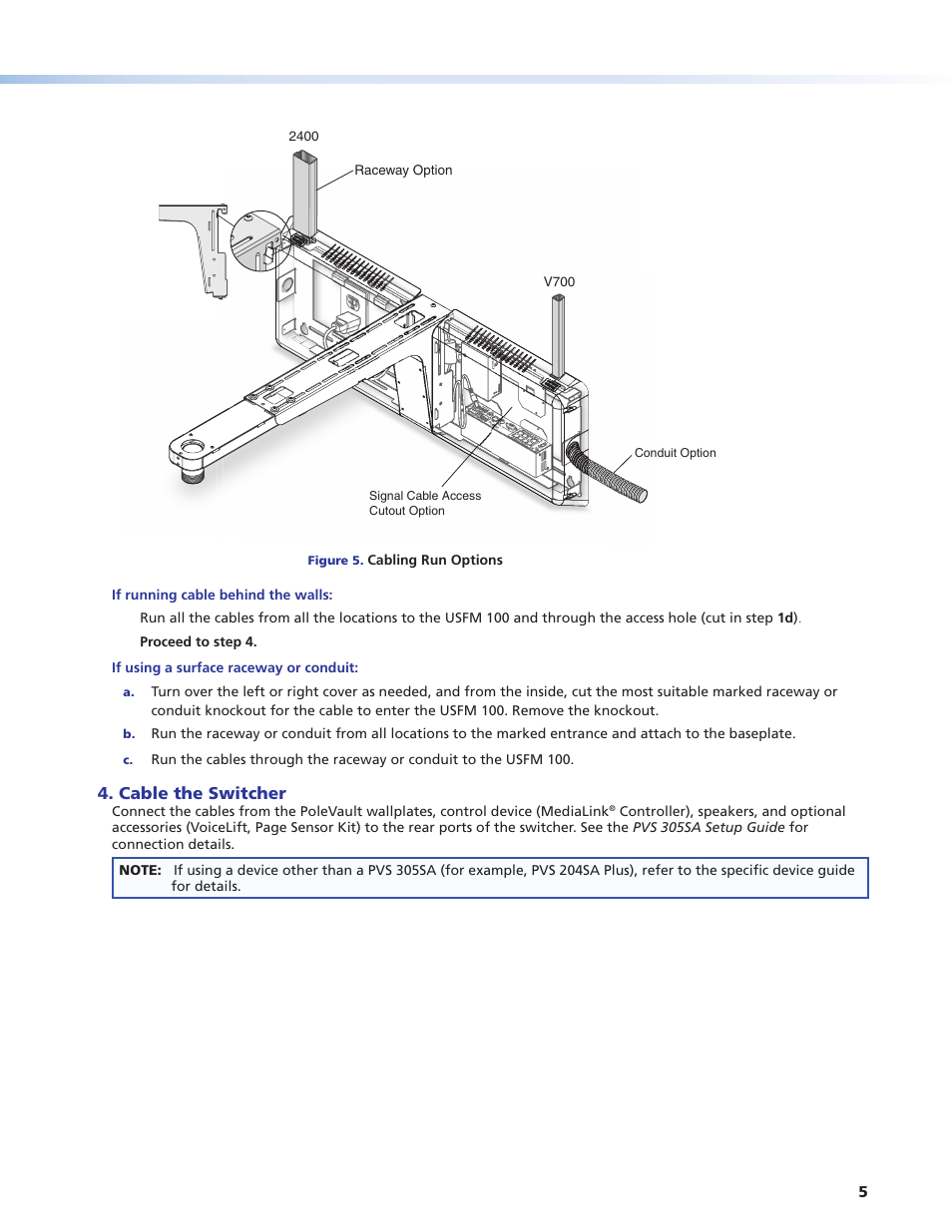 Cable the switcher | Extron Electronics USFM 100 Installation imp User Manual | Page 5 / 8