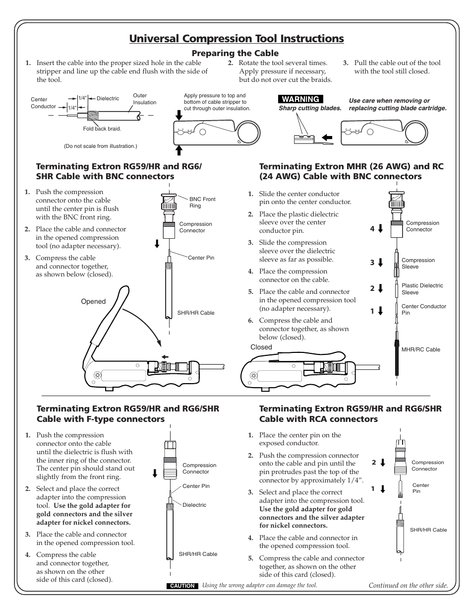 Extron Electronics Universal Compression Tool User Manual | 2 pages