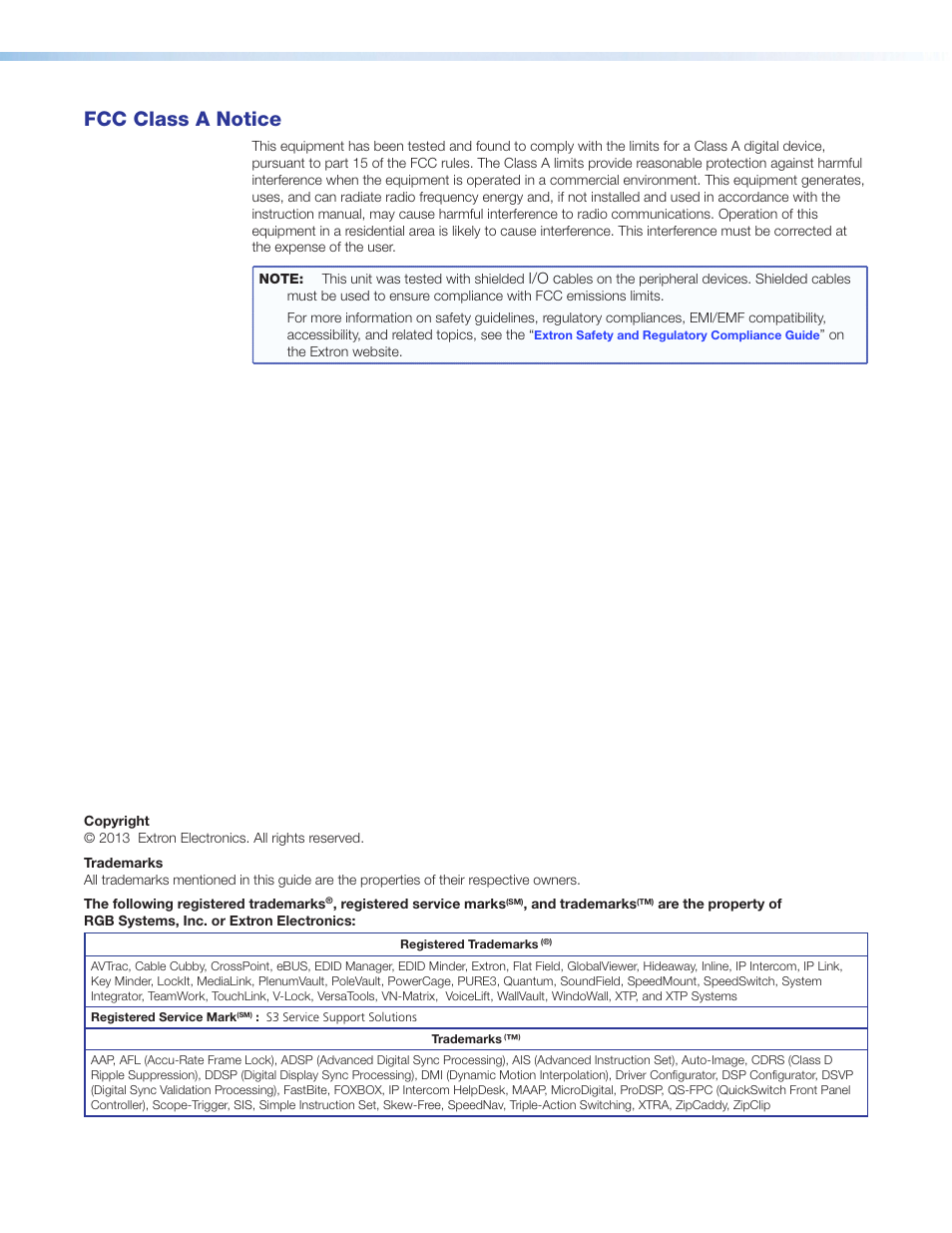Fcc class a notice | Extron Electronics USB Extenders User Guide User Manual | Page 3 / 23