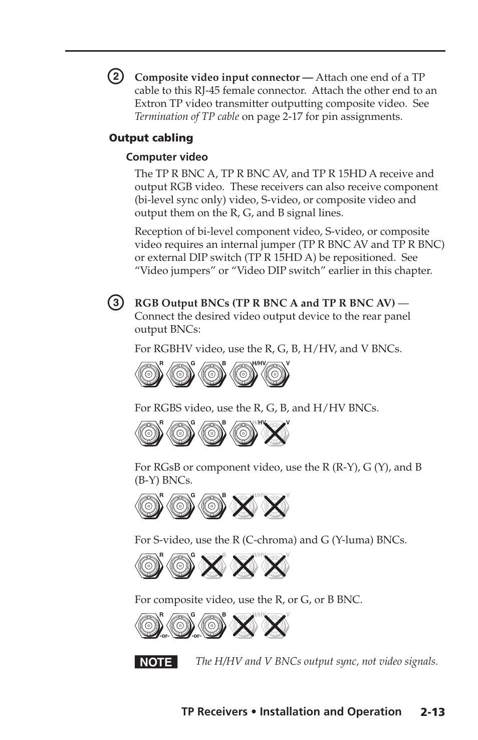 Output cabling, Computer video | Extron Electronics TP Receivers User Guide User Manual | Page 25 / 44
