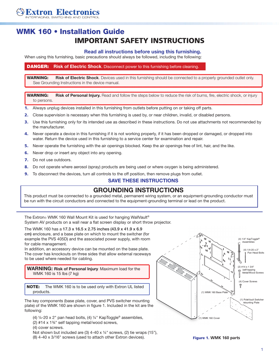 Extron Electronics WMK 160 User Manual | 6 pages