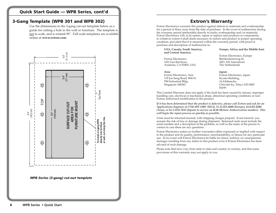 Extron Electronics WPB Series Wall Plates Quick Start User Manual | Page 5 / 5