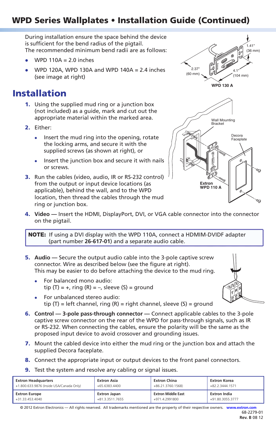 Installation | Extron Electronics WPD Series Wallplates User Manual | Page 2 / 2