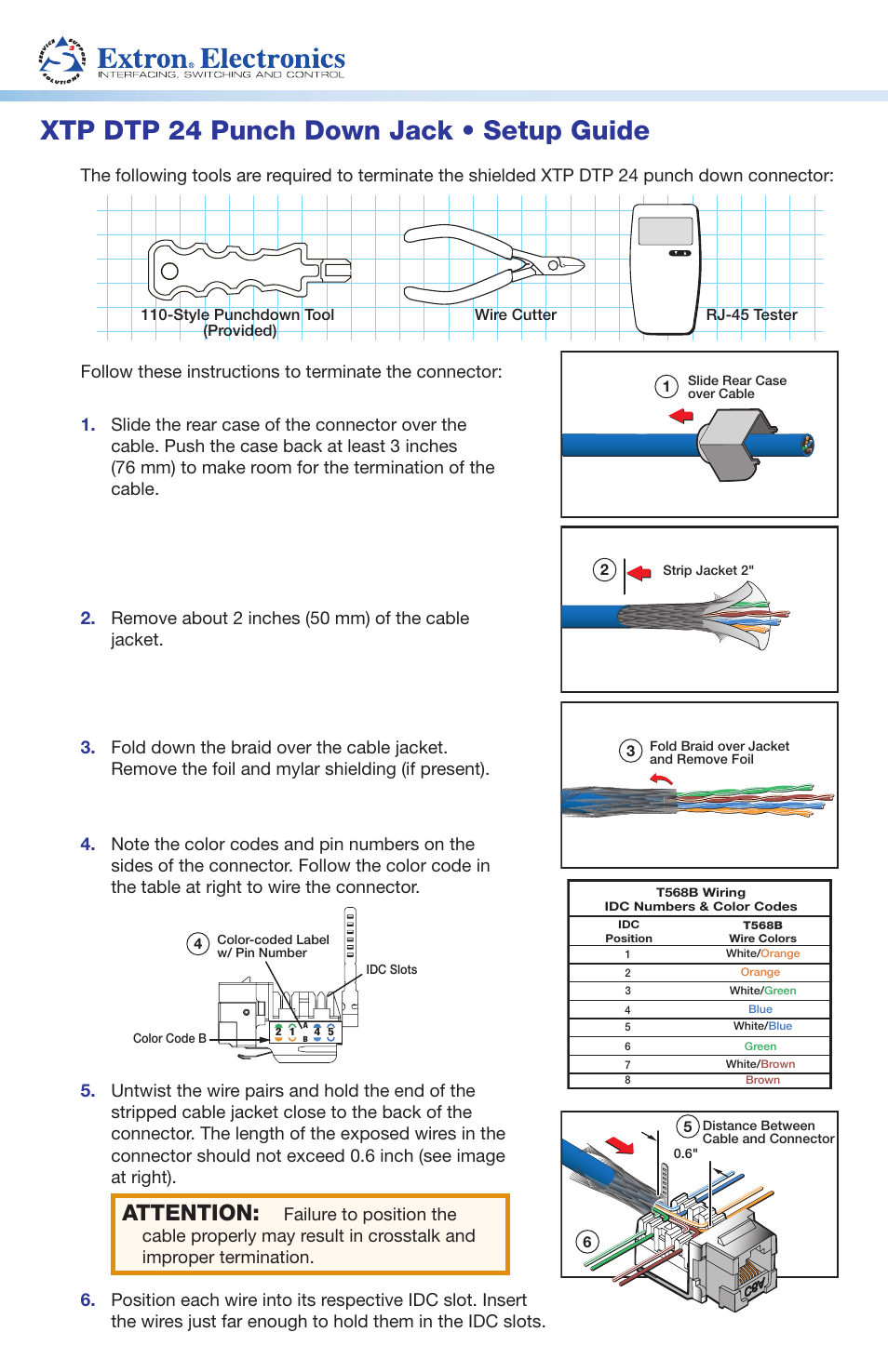 Extron Electronics XTP DTP 24 Punch Down Jack User Manual | 2 pages