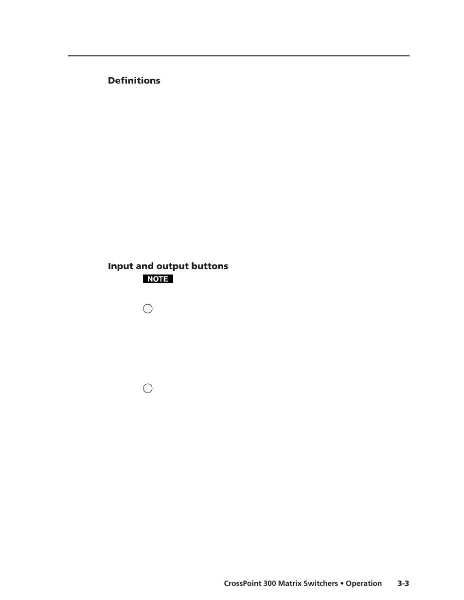 Definitions, Input and output buttons | Extron Electronics CrossPoint 300 Series User Manual | Page 27 / 104