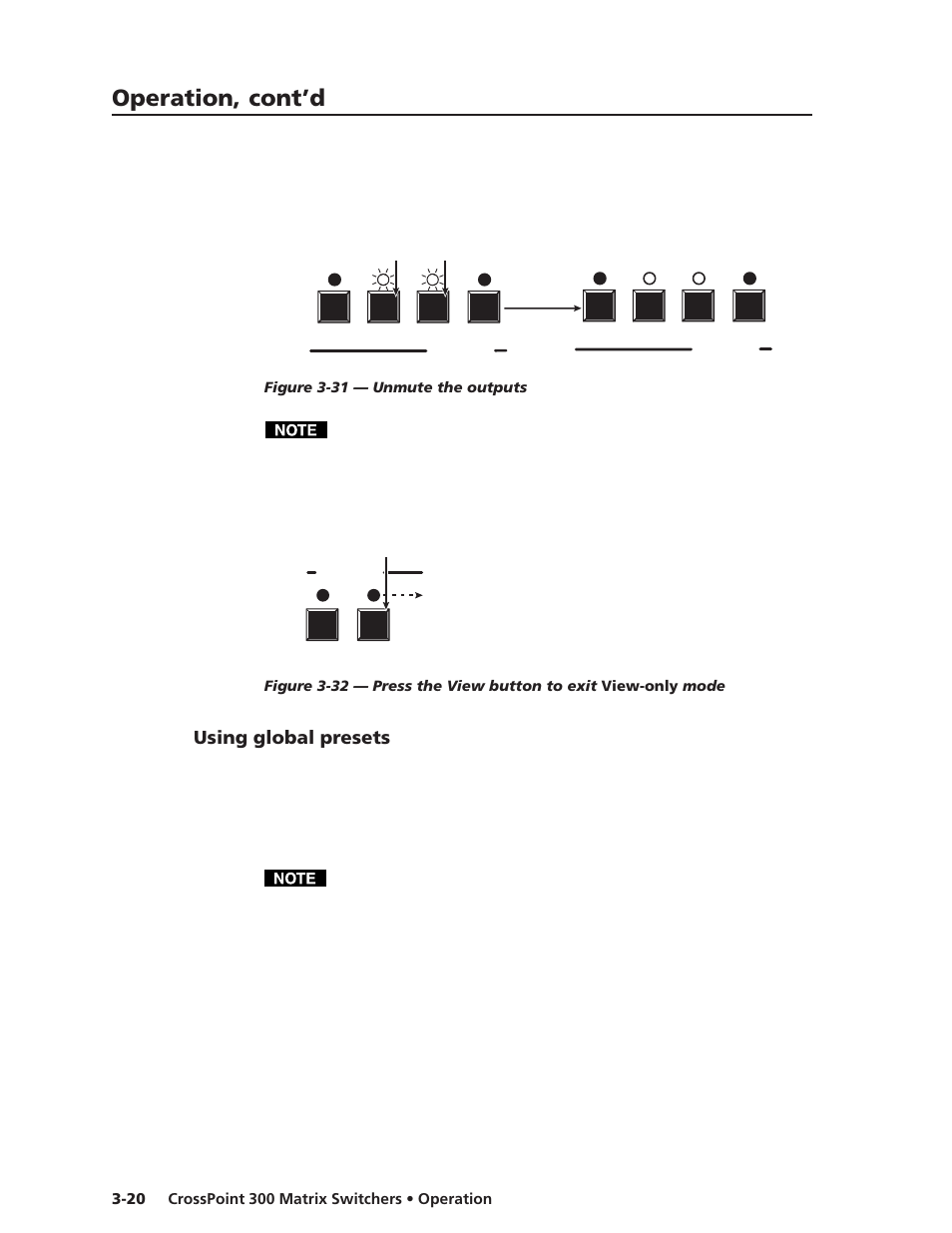 Using global presets, Operation, cont’d | Extron Electronics CrossPoint 300 Series User Manual | Page 44 / 104
