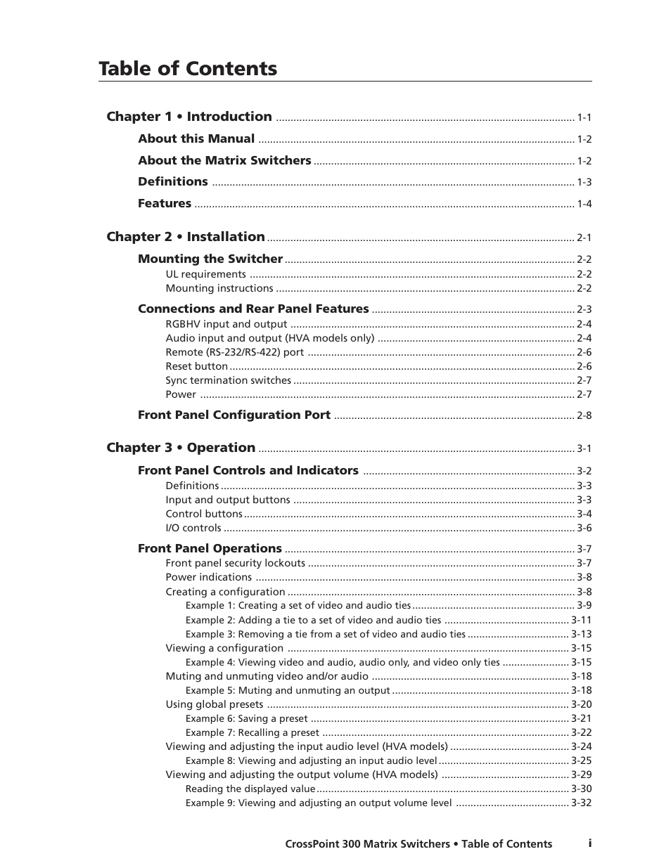Extron Electronics CrossPoint 300 Series User Manual | Page 5 / 104